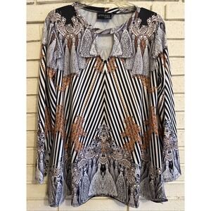 Attitudes by Renee‎ Long Sleeve Swing Top With Keyhole Neck  Womens Sz. Small